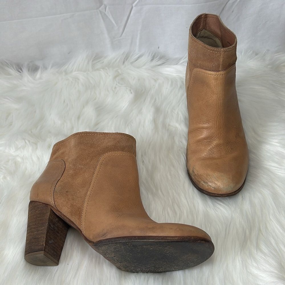 Kate Spade Luckie Tan Leather/Suede Distressed Booties Sz 8